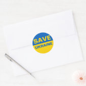 Sticker Rond Sauvez le drapeau ukrainien (Enveloppe)