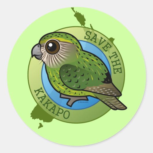 Sticker Rond Sauvez le Kakapo (Devant)