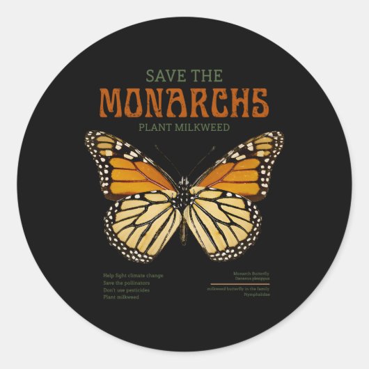 Sticker Rond Sauvez Le Plante Des Monarques Plus De Papillon De (Devant)
