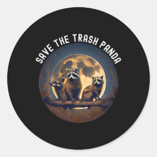 Sticker Rond Sauvez le raton laveur Panda Raccoon
