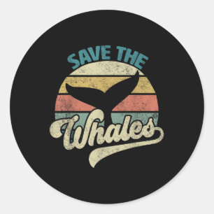 Sticker Rond Sauvez Le Rétro Des Baleines