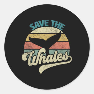 Sticker Rond Sauvez Le Rétro Des Baleines