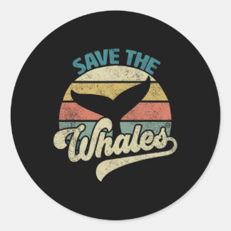 Sticker Rond Sauvez Le Rétro Des Baleines