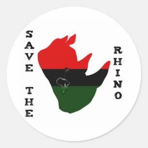 Sticker Rond Sauvez le Rhino avec l'Afrique Tear White