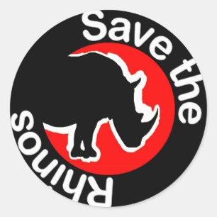 Sticker Rond Sauvez le rouge rhinocéros