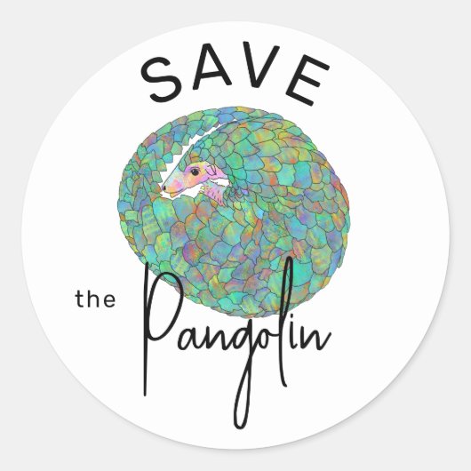 Sticker Rond Sauvez le slogan Pangolin (Devant)