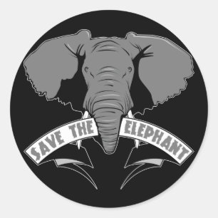 Sticker Rond Sauvez L'Éléphant