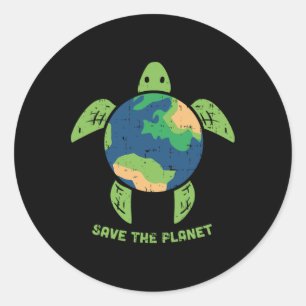 Sticker Rond Sauvez L'Environnement Du Jour des terres Planète 