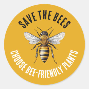 Sticker Rond Sauvez les abeilles Jaunes