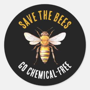 Sticker Rond Sauvez les abeilles Noir Jaune
