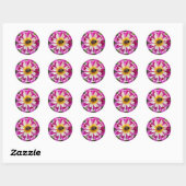 Sticker Rond Sauvez les abeilles rose Dahlia floral (Feuille)