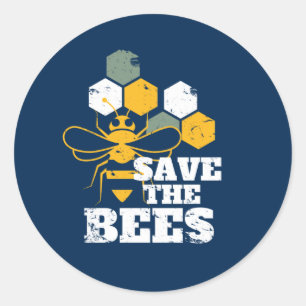 Sticker Rond Sauvez les abeilles Vintage Retro Miel apiculteur