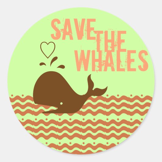 Sticker Rond Sauvez Les Baleines - Conscients De L'Environnemen (Devant)