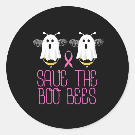 Sticker Rond Sauvez les Boobees Boo Bees Cancer du sein Hallowe (Devant)