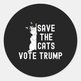 Sticker Rond Sauvez les chats Votez Trump Drôle Humour politiqu