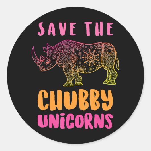 Sticker Rond Sauvez Les Droits Des Animaux De Chubby Unicorns (Devant)