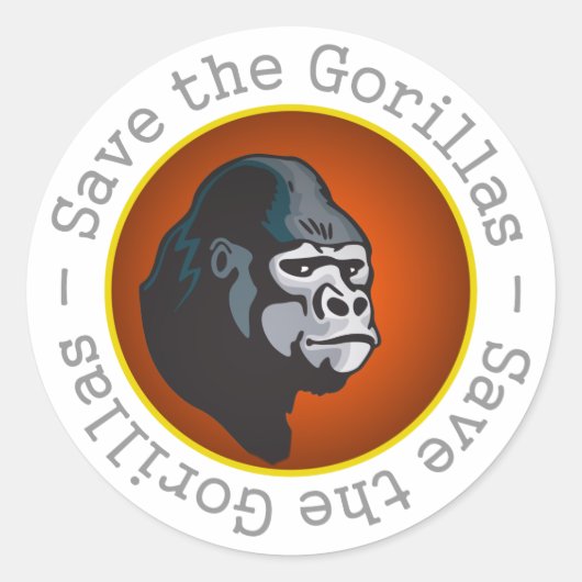 Sticker Rond Sauvez les gorilles (Devant)