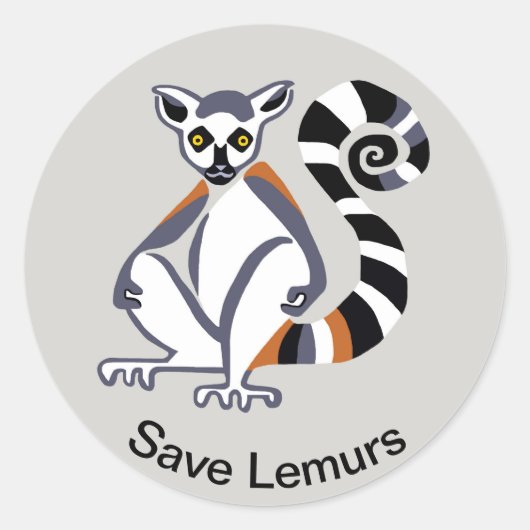 Sticker Rond Sauvez les LEMURS - Nature - Faune - Madagascar (Devant)