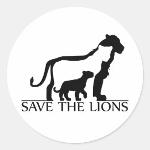 Sticker Rond Sauvez les lions