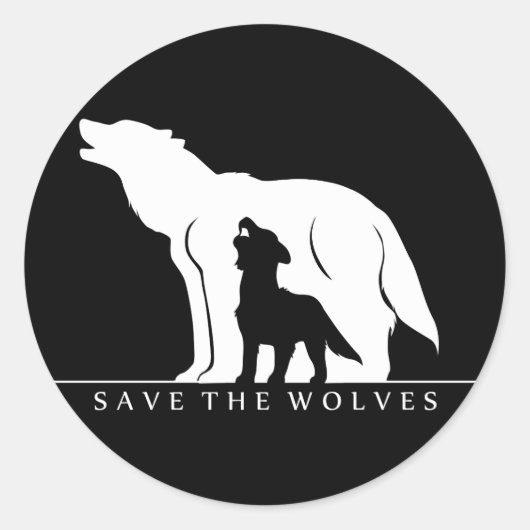 Sticker Rond Sauvez les loups (Devant)