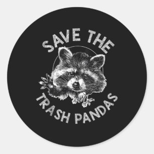Sticker Rond Sauvez les ordures Pandas Raccoon animal