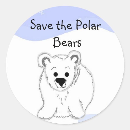 Sticker Rond Sauvez les ours polaires (Devant)