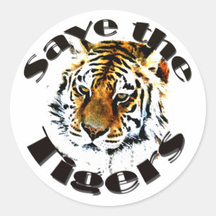 Sticker Rond Sauvez les tigres