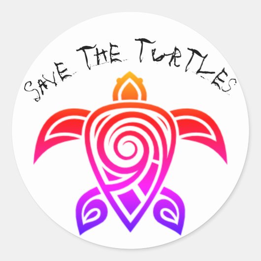 Sticker Rond Sauvez les tortues (Devant)