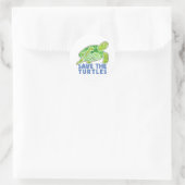 Sticker Rond Sauvez les tortues (Sac)
