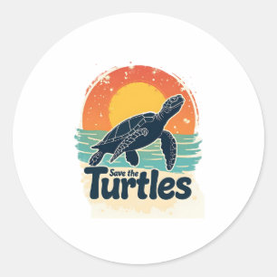Sticker Rond Sauvez Les Tortues Droits Animaux Tortues Sea Turt