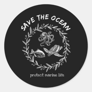 Sticker Rond Sauvez L'Océan Sauvez La Terre Notre Planète Aime