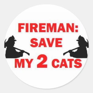Sticker Rond Sauvez mes 2 chats pompiers