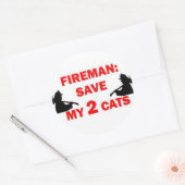Sticker Rond Sauvez mes 2 chats pompiers (Enveloppe)