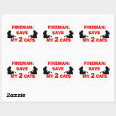 Sticker Rond Sauvez mes 2 chats pompiers (Feuille)