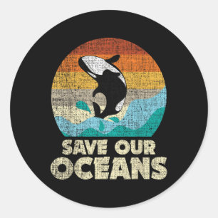 Sticker Rond Sauvez nos océans Orca Whale - Jour des terres &am