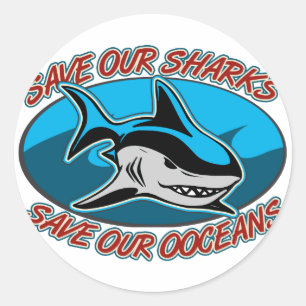 Sticker Rond Sauvez nos requins