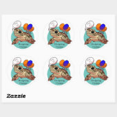 Sticker Rond "Sauvez-nous" Tortue de mer (Feuille)