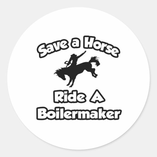 Sticker Rond Sauvez un cheval, arpentez une chaudière (Devant)