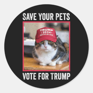 Sticker Rond Sauvez Vos Animaux Votez Trump Élection US Drôle D