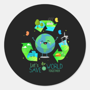 Sticker Rond Sauvons le monde ensemble - Joyeux Jour des terres