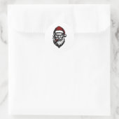 Sticker Rond Savage Santa Claus Smoking Cigar Christmas  (Sac)