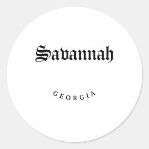 Sticker Rond Savannah Georgia Black Font