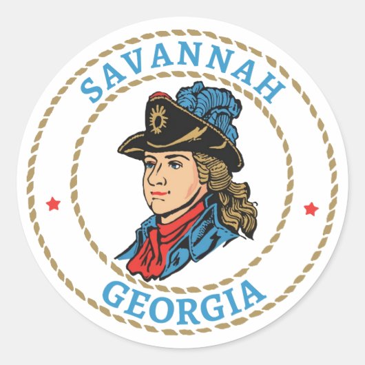 Sticker Rond Savannah Géorgie Coloniale (Devant)
