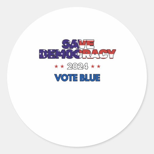 Sticker Rond Save Democracy Vote Blue (Devant)