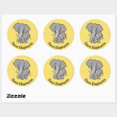 Sticker Rond Save ELEPHANTS - Amoureux des animaux - Jaune - (Feuille)