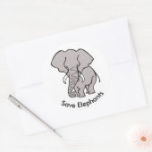 Sticker Rond Save ELEPHANTS - Animal activiste - Save Wildlife  (Enveloppe)