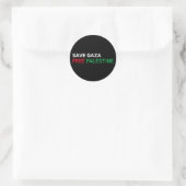 Sticker Rond Save Gaza Free Palestine noir blanc rouge vert (Sac)