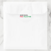 Sticker Rond Save Gaza Free Palestine noir rouge blanc (Sac)