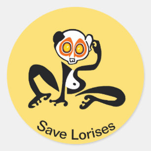 Sticker Rond Save LORISES - Animal en voie de disparition - Sti