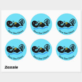 Sticker Rond Save Sea OTTERS - Nature - Faune - Bleu (Feuille)